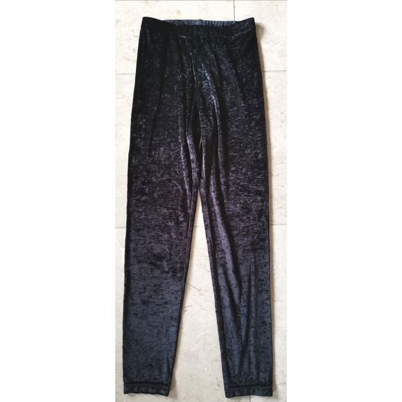 Crushed velvet black leggings lounge pants - Picture 2 of 5